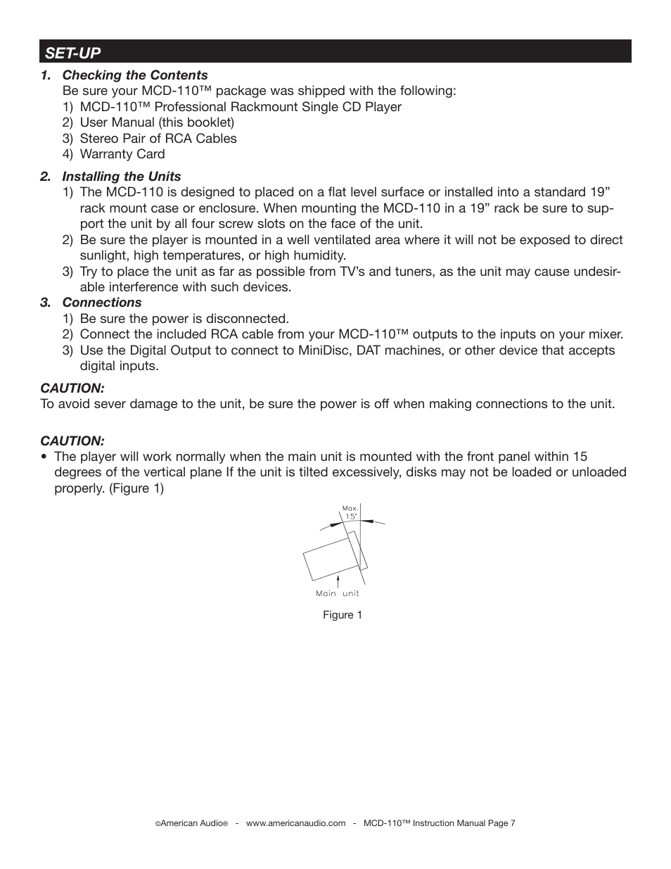 Set-up | American Audio MCD-110 User Manual | Page 7 / 22