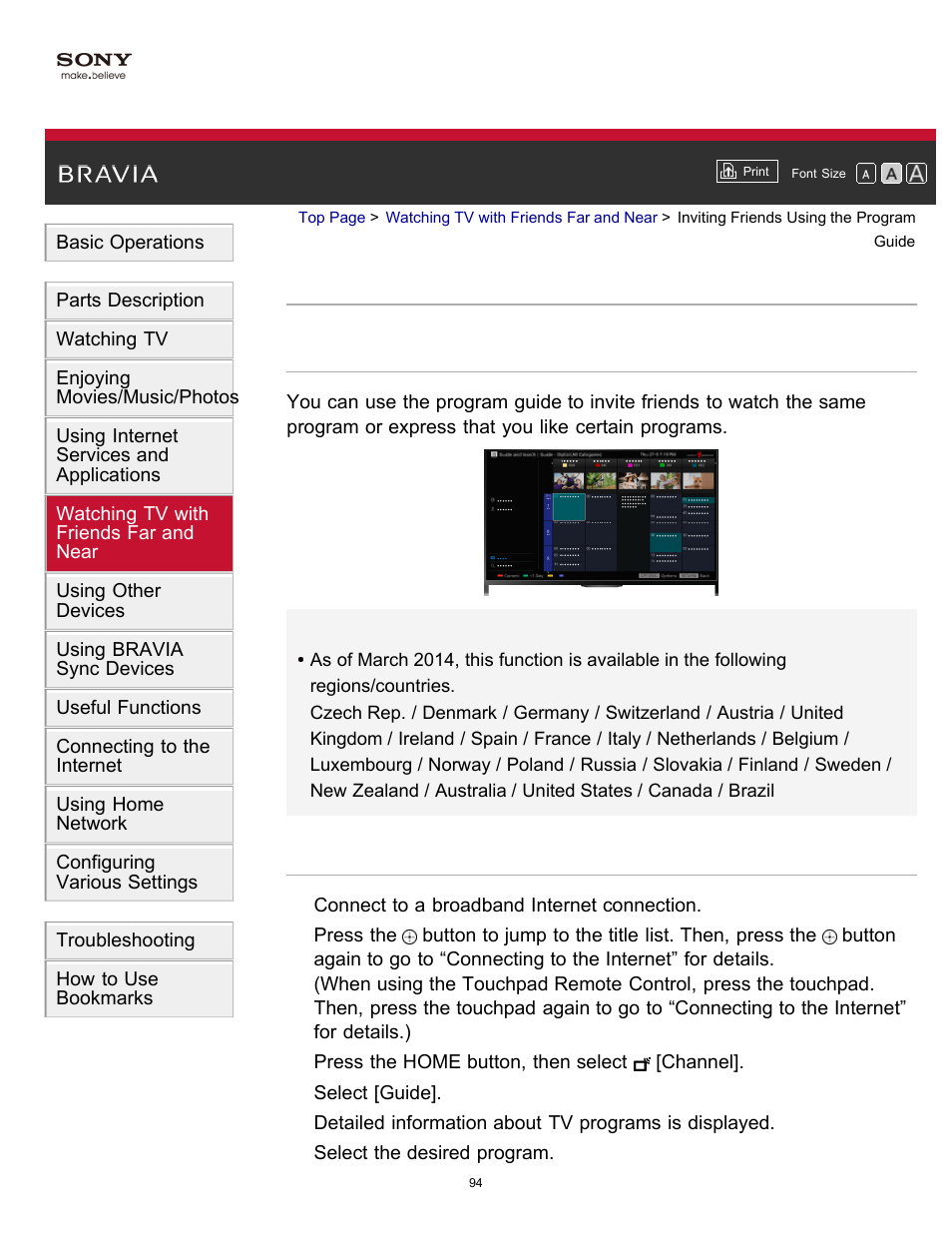 Inviting friends using the program guide | Sony XBR-55X900B User Manual | Page 100 / 255