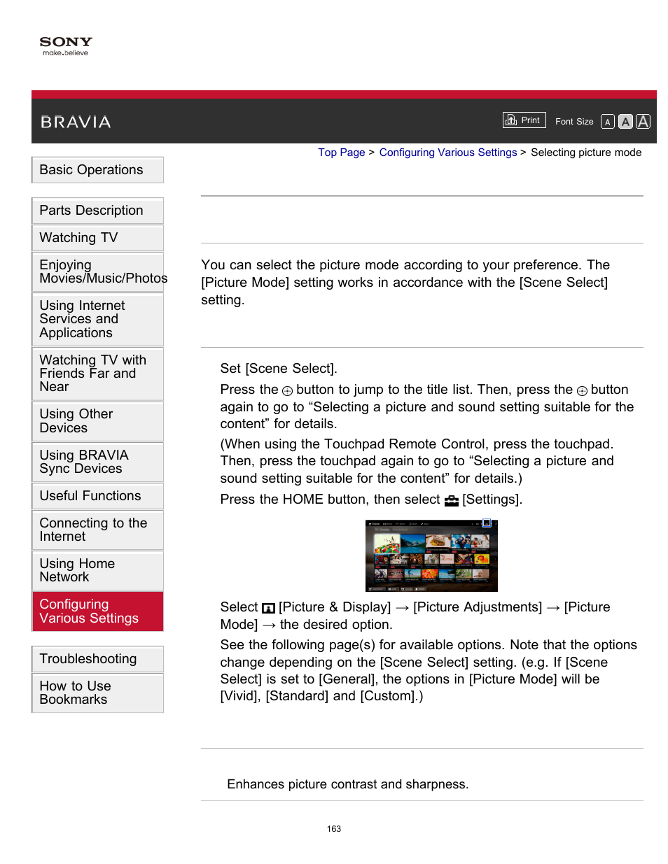 Selecting picture mode | Sony XBR-55X900B User Manual | Page 169 / 255