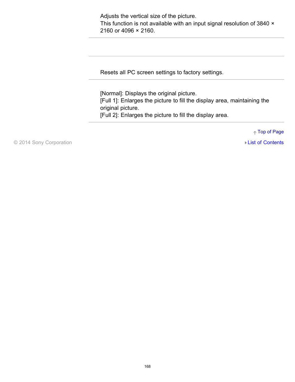 Available options (for pc input) | Sony XBR-55X900B User Manual | Page 174 / 255