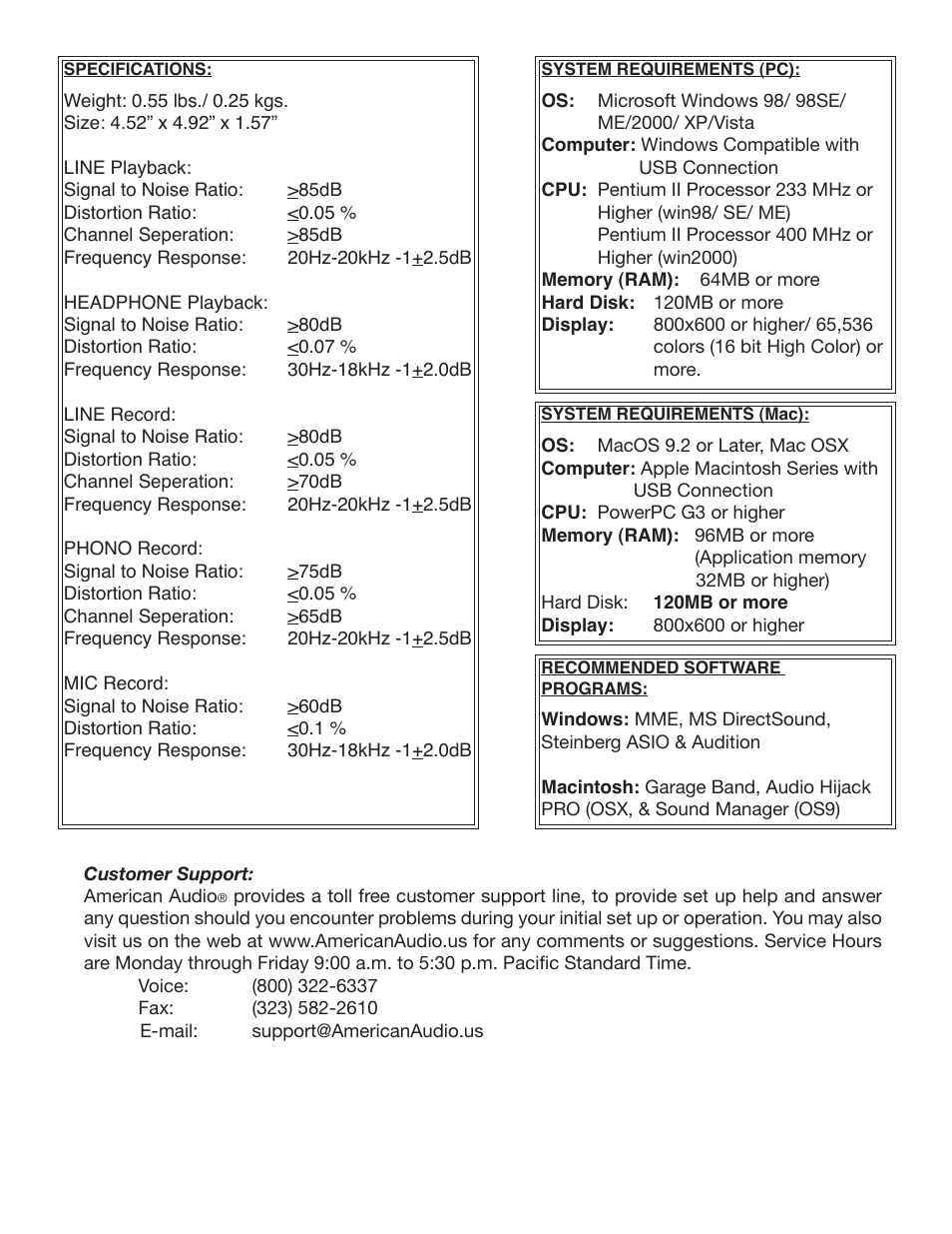 American Audio VersaPort User Manual | Page 4 / 4