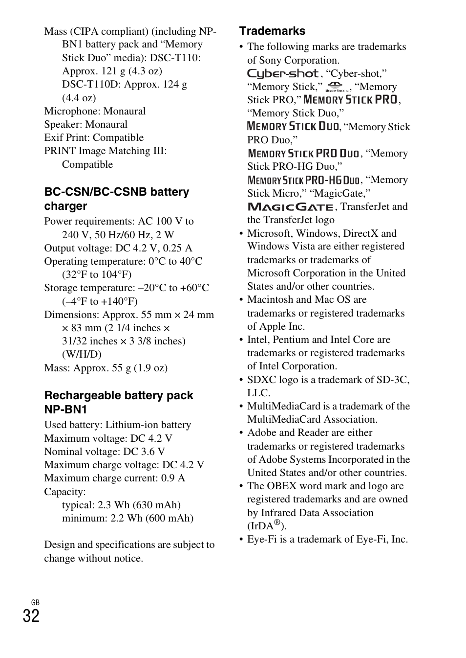 Sony DSC-T110 User Manual | Page 32 / 72