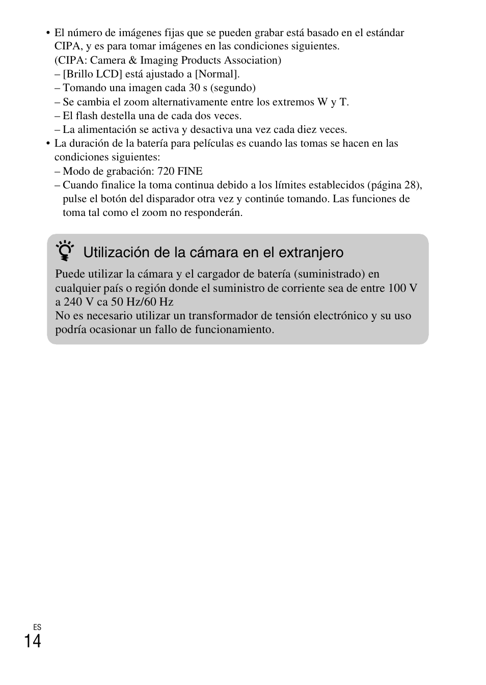 Utilización de la cámara en el extranjero | Sony DSC-T110 User Manual | Page 46 / 72