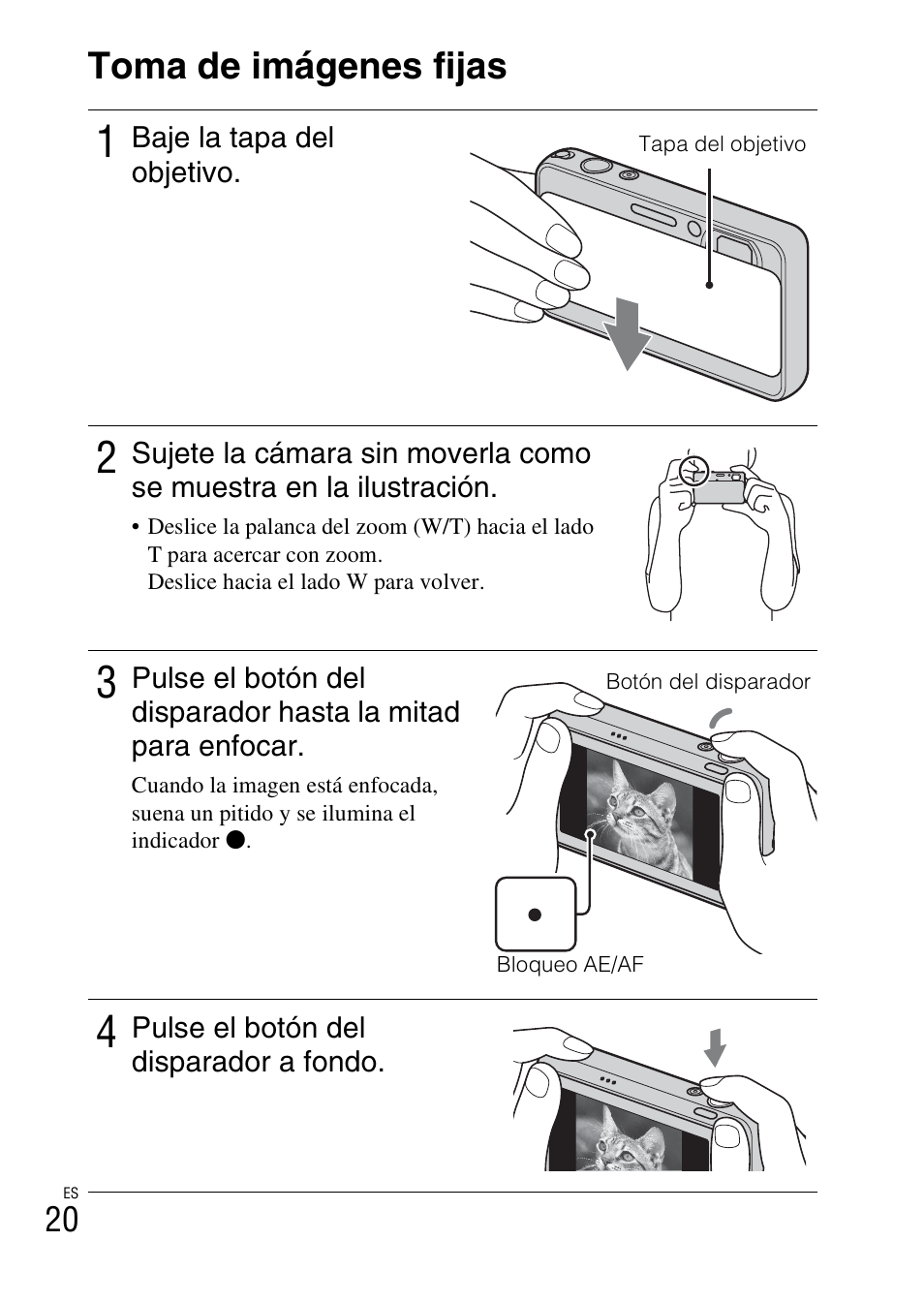 Toma de imágenes fijas | Sony DSC-T110 User Manual | Page 52 / 72