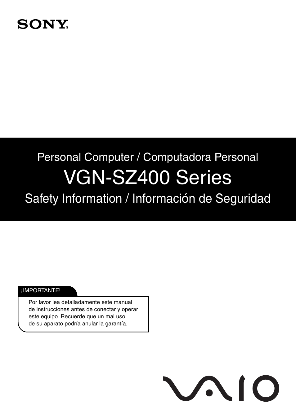 Sony VGN-SZ450N User Manual | 20 pages