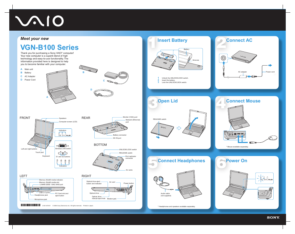 Sony VGN-B100 User Manual | 2 pages