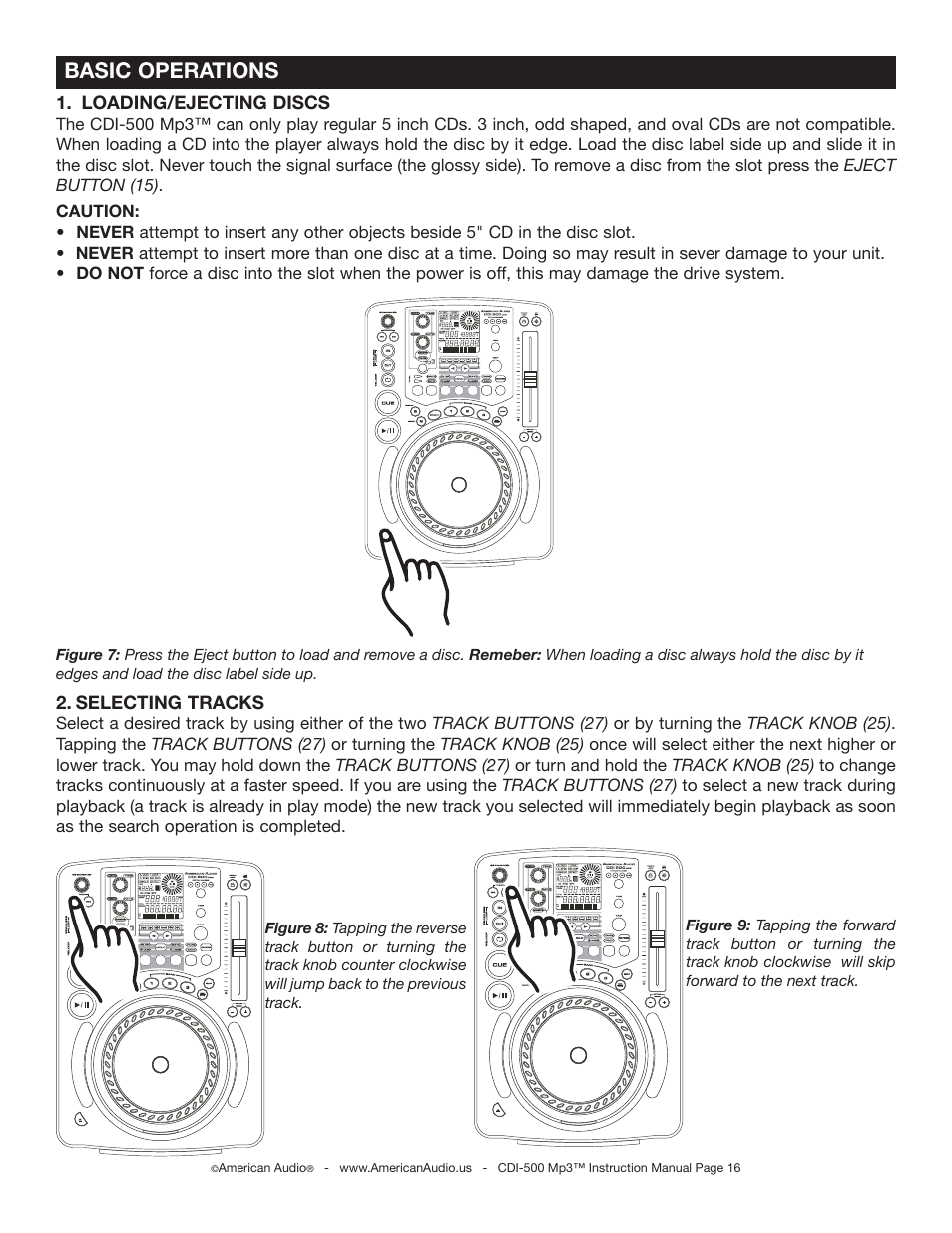 Basic operations | American Audio CDI-500 User Manual | Page 16 / 38