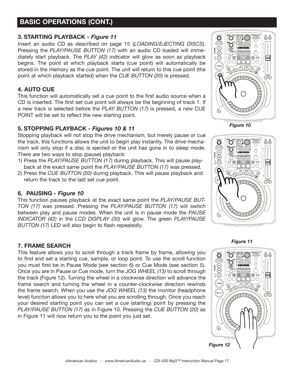 Basic operations (cont.) | American Audio CDI-500 User Manual | Page 17 / 38