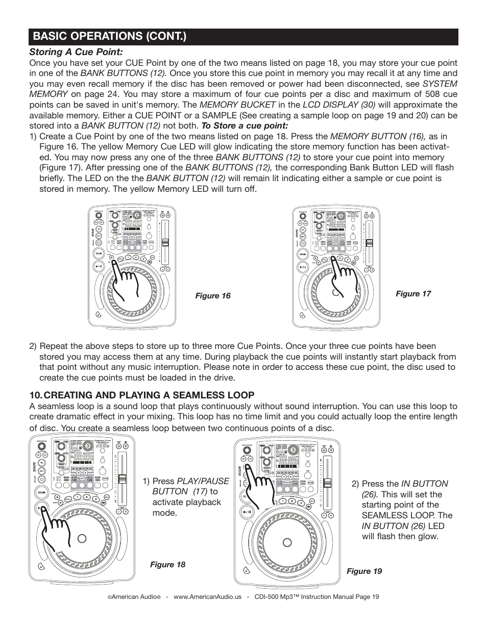 Basic operations (cont.) | American Audio CDI-500 User Manual | Page 19 / 38