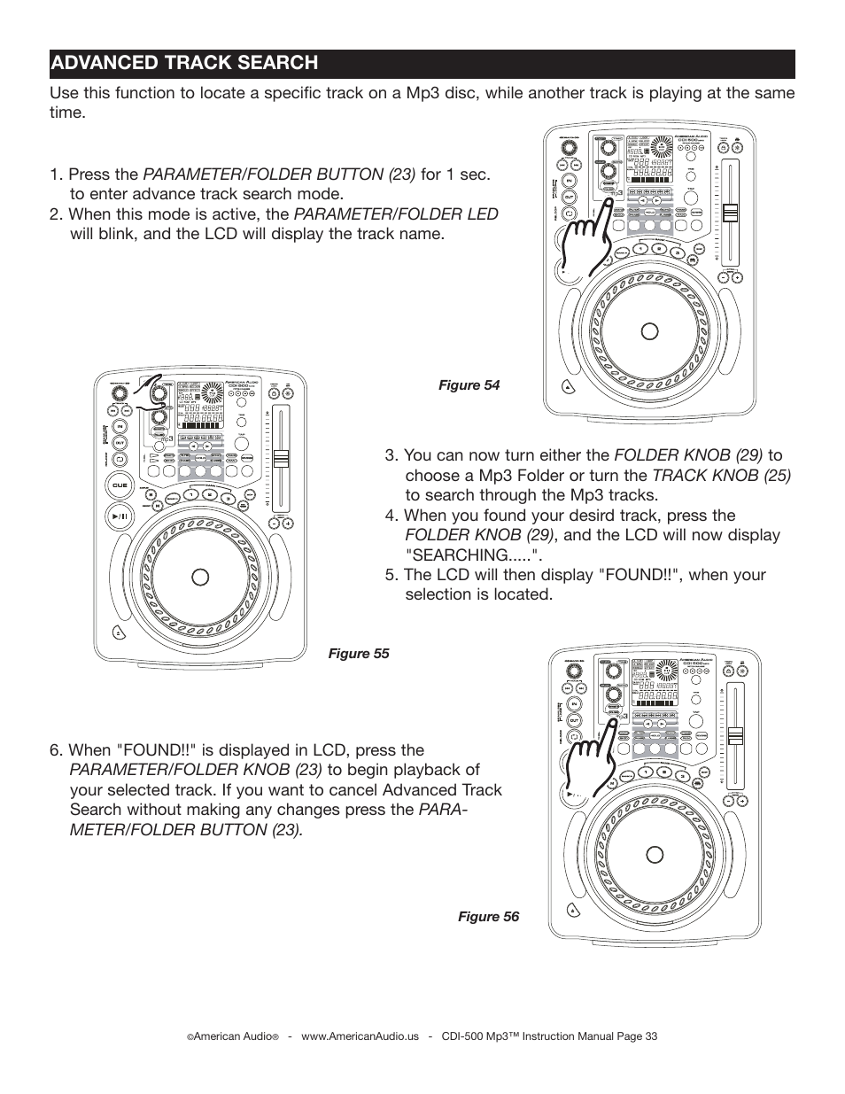 Advanced track search | American Audio CDI-500 User Manual | Page 33 / 38