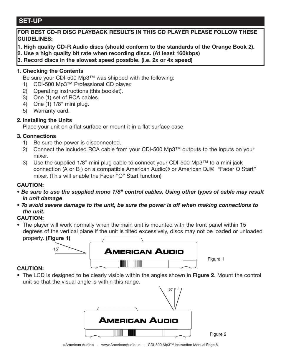 Set-up | American Audio CDI-500 User Manual | Page 8 / 38