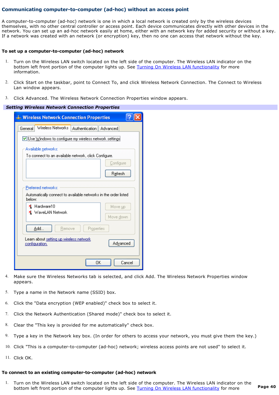Sony PCG-VX88 User Manual | Page 40 / 184