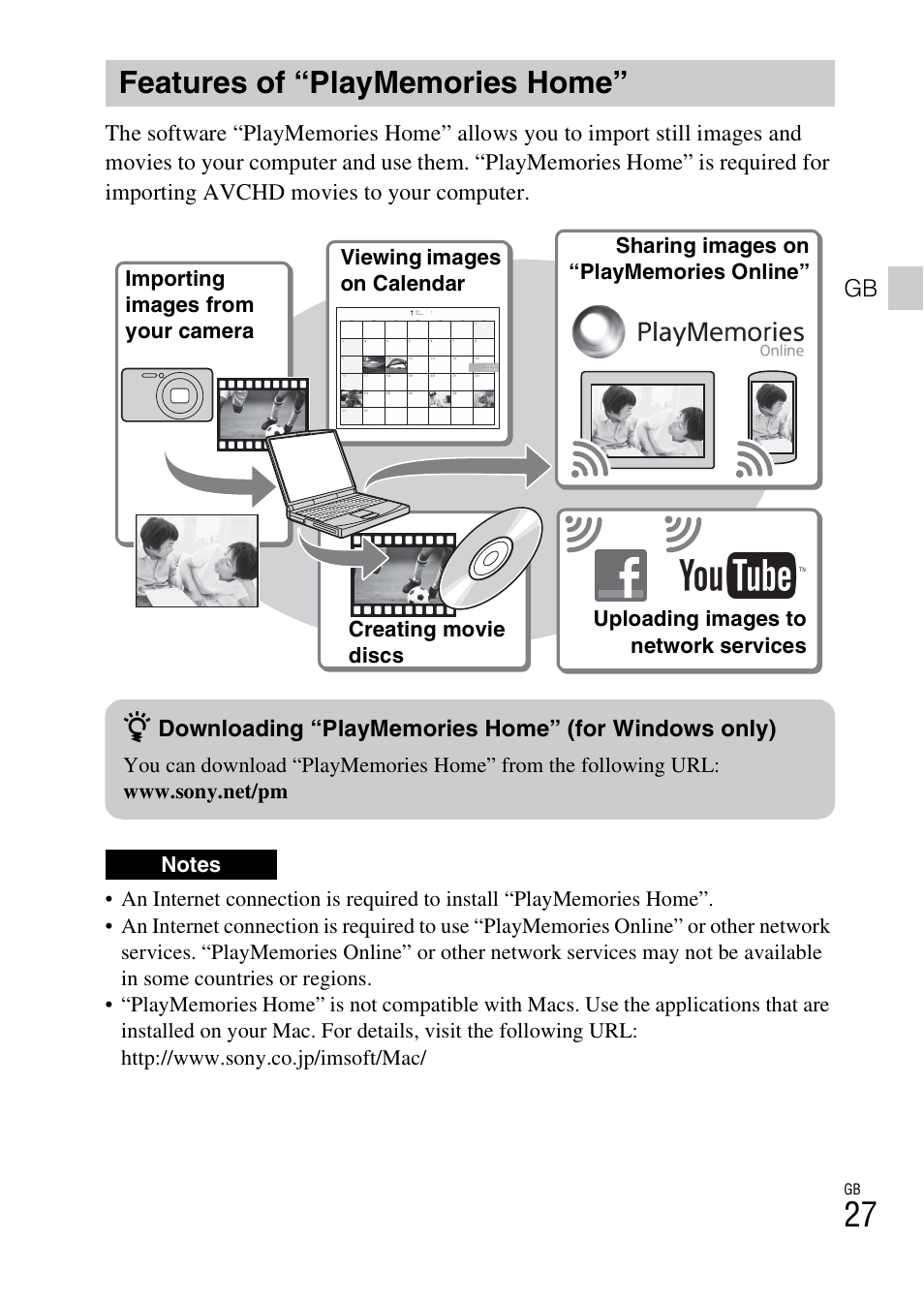 Features of “playmemories home | Sony DSC-HX50V User Manual | Page 27 / 72