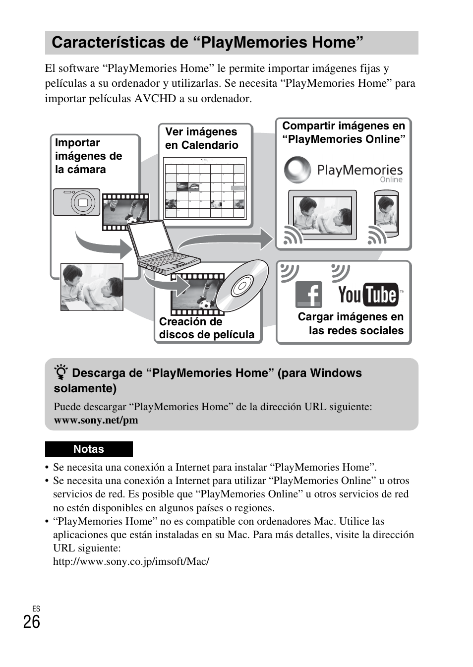 Características de “playmemories home | Sony DSC-HX50V User Manual | Page 60 / 72