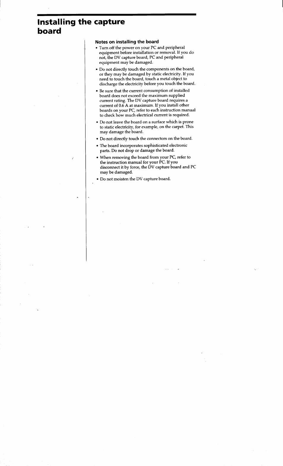 Installing the capture board | Sony DVBK-2000 User Manual | Page 10 / 87