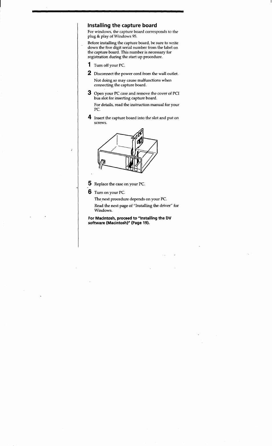 Installing the capture board | Sony DVBK-2000 User Manual | Page 11 / 87