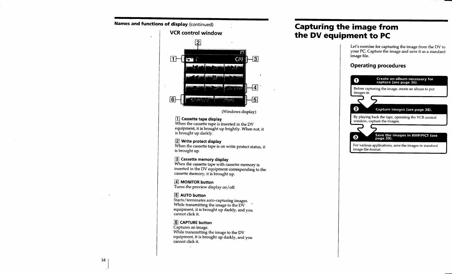 Capturing the image from the dv equipment to pc, Operating procedures | Sony DVBK-2000 User Manual | Page 28 / 87