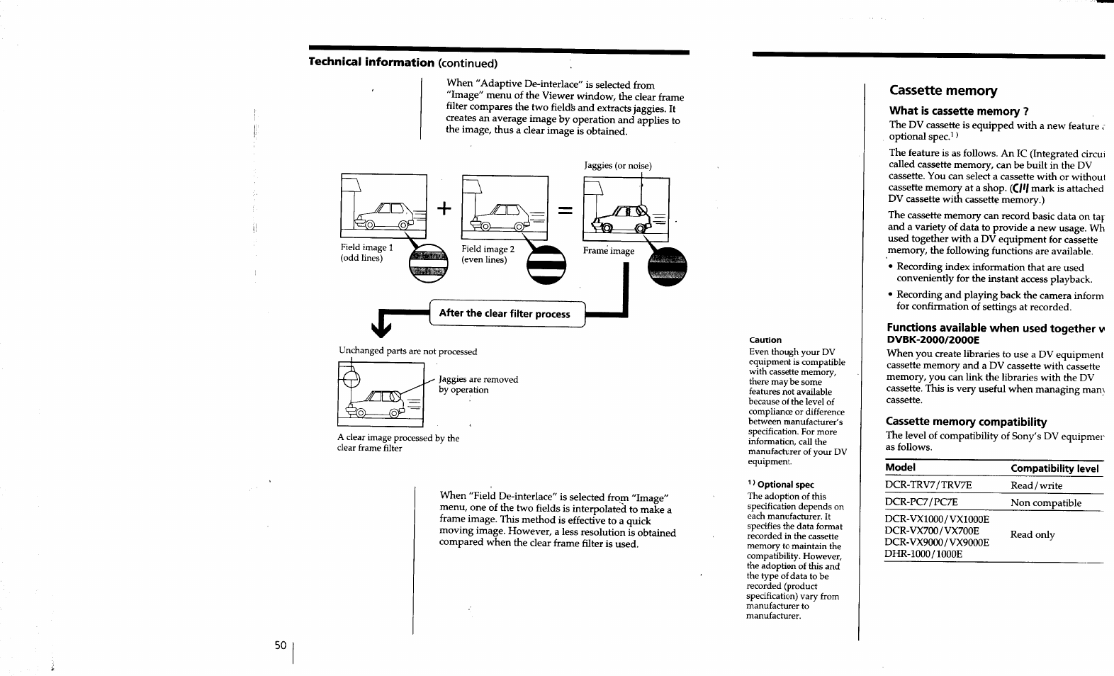 Cassette memory, What is cassette memory, Cassette memory compatibility | Sony DVBK-2000 User Manual | Page 36 / 87