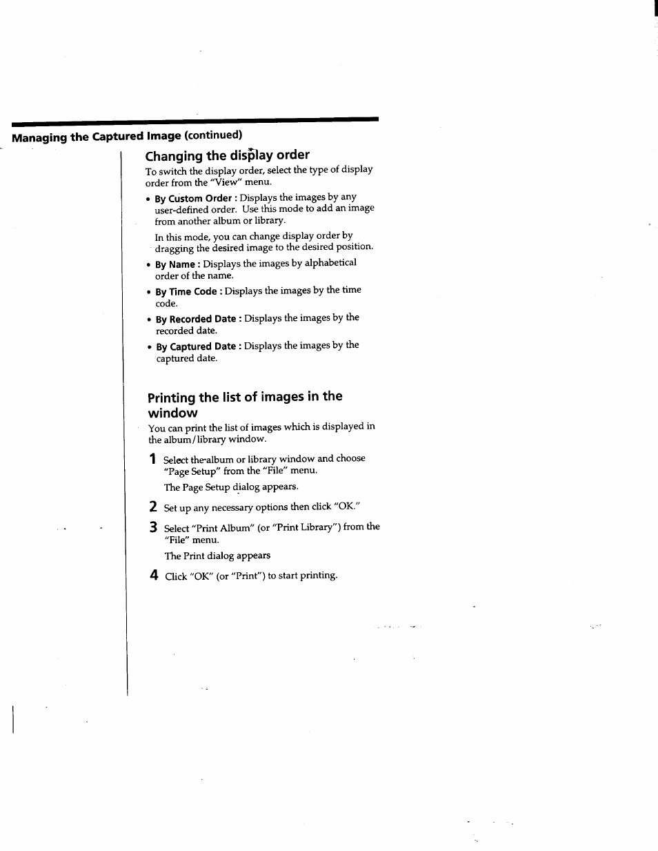 Printing the list of images in the window | Sony DVBK-2000 User Manual | Page 48 / 87