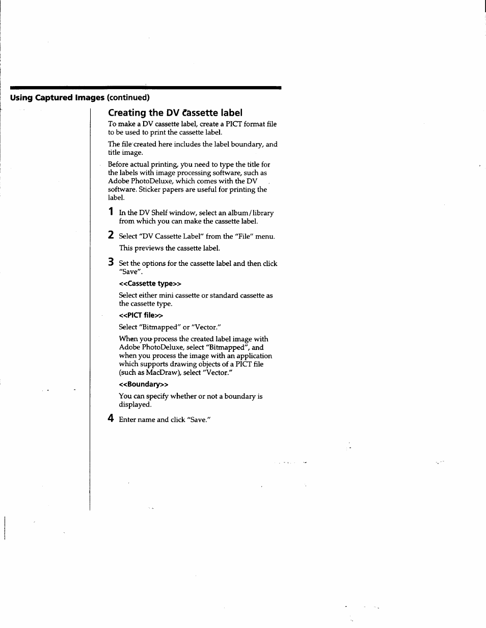 Creating the dv (lassette label | Sony DVBK-2000 User Manual | Page 54 / 87