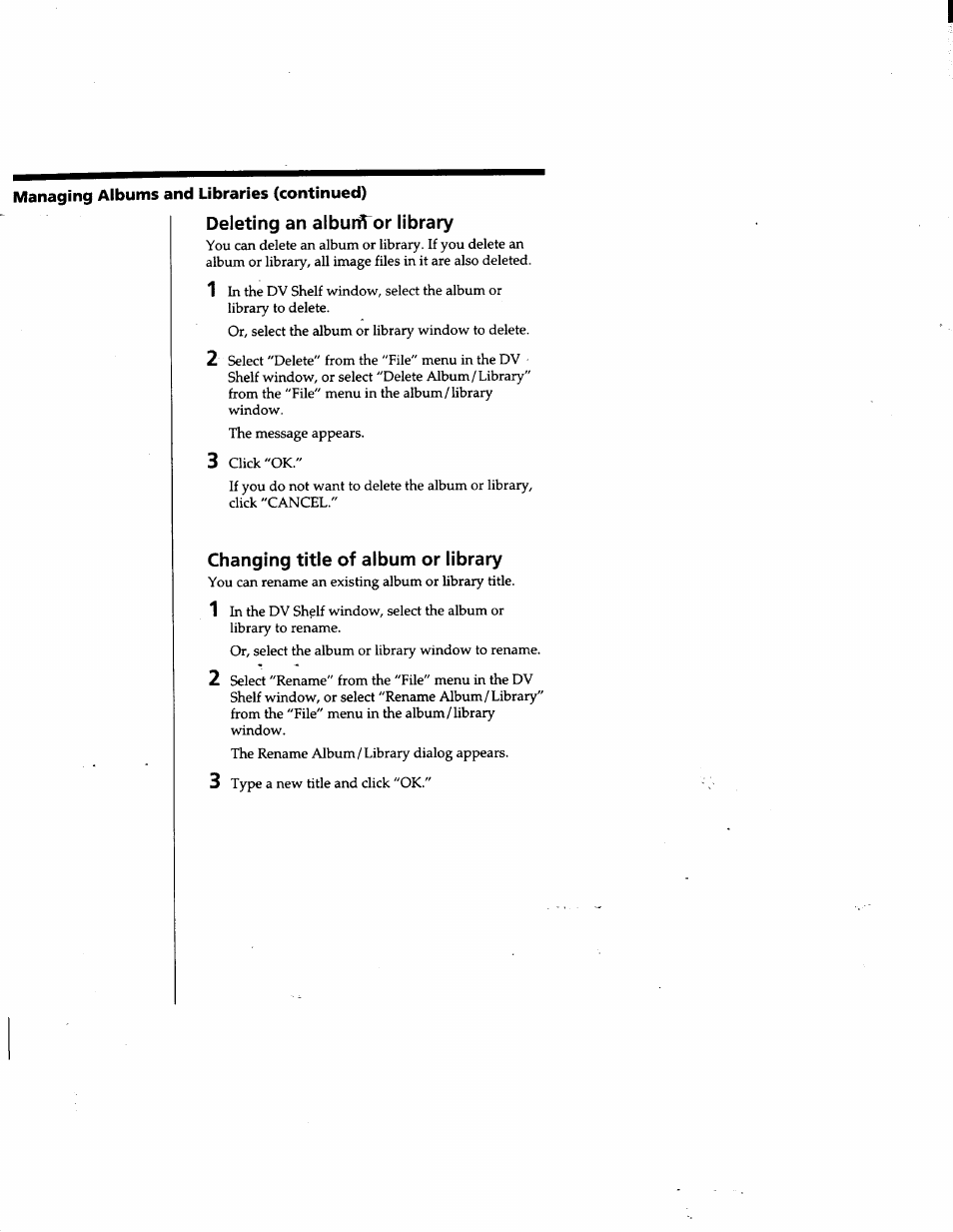 Deleting an alburftor library, Changing title of album or library | Sony DVBK-2000 User Manual | Page 56 / 87