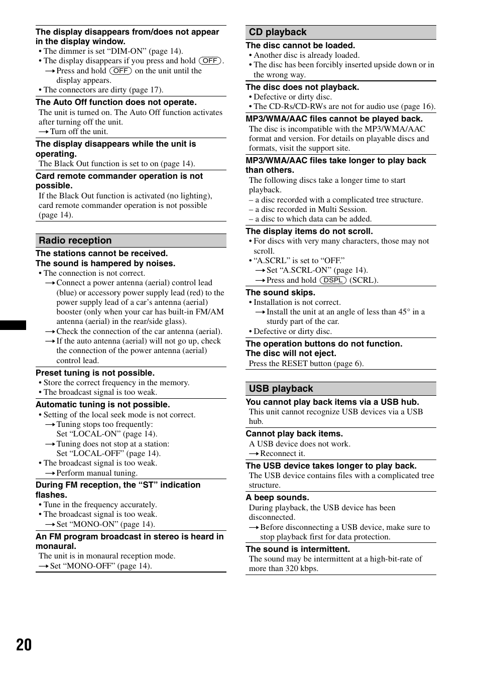 Sony CXS-GT3516F User Manual | Page 20 / 44