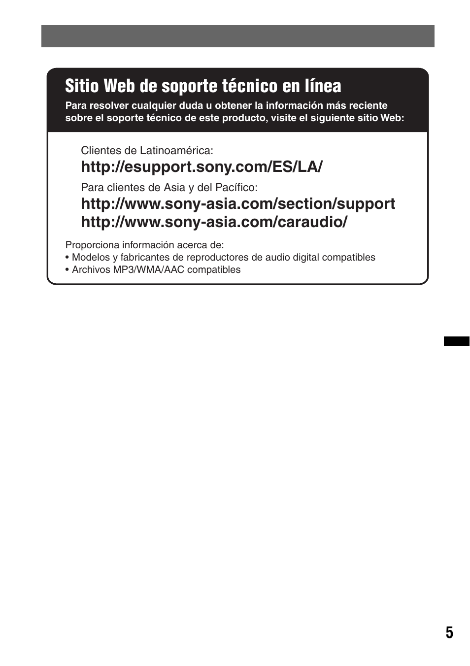 Sitio web de soporte técnico en línea | Sony CXS-GT3516F User Manual | Page 25 / 44