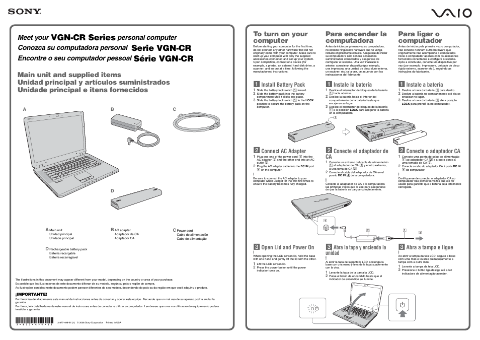 Sony VGN-CR590 User Manual | 2 pages