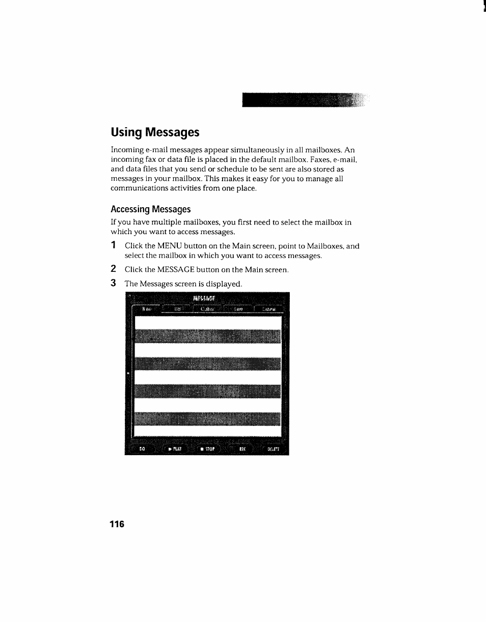 Using messages, Accessing messages | Sony PCV-130 User Manual | Page 120 / 203