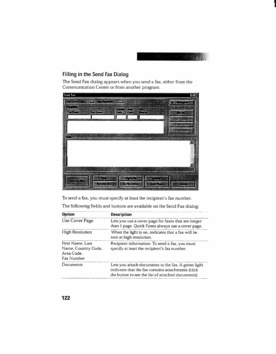 Filling in the send fax dialog | Sony PCV-130 User Manual | Page 126 / 203