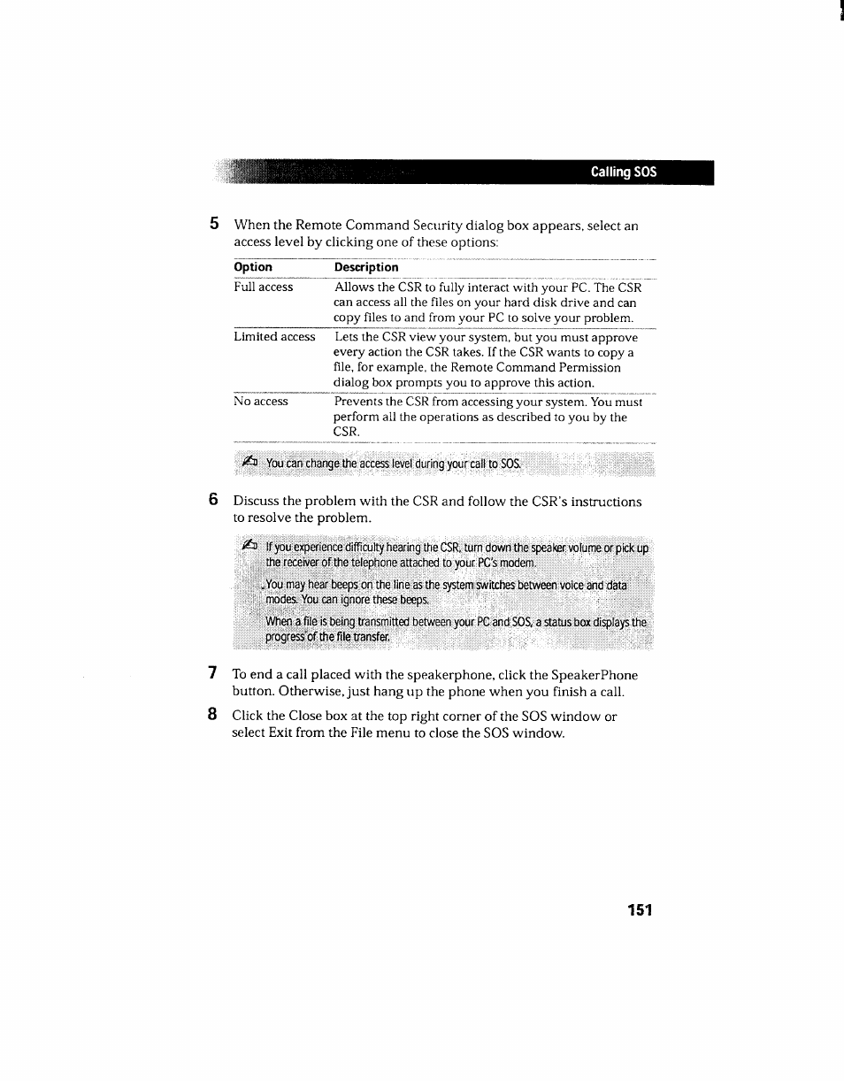 Calling sos | Sony PCV-130 User Manual | Page 155 / 203