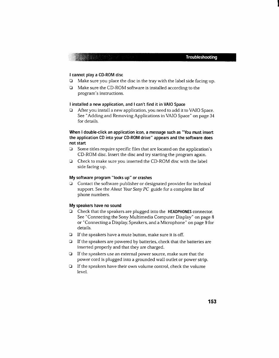 Troubleshooting | Sony PCV-130 User Manual | Page 157 / 203