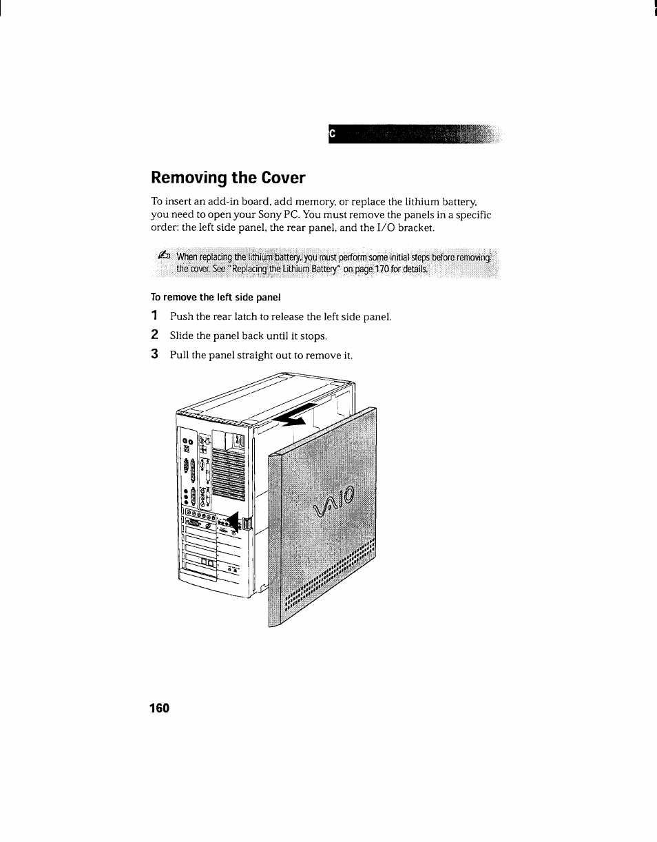 Removing the cover | Sony PCV-130 User Manual | Page 164 / 203