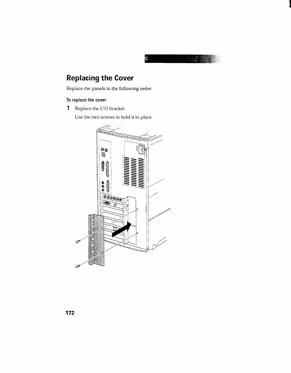 Replacing the cover | Sony PCV-130 User Manual | Page 176 / 203