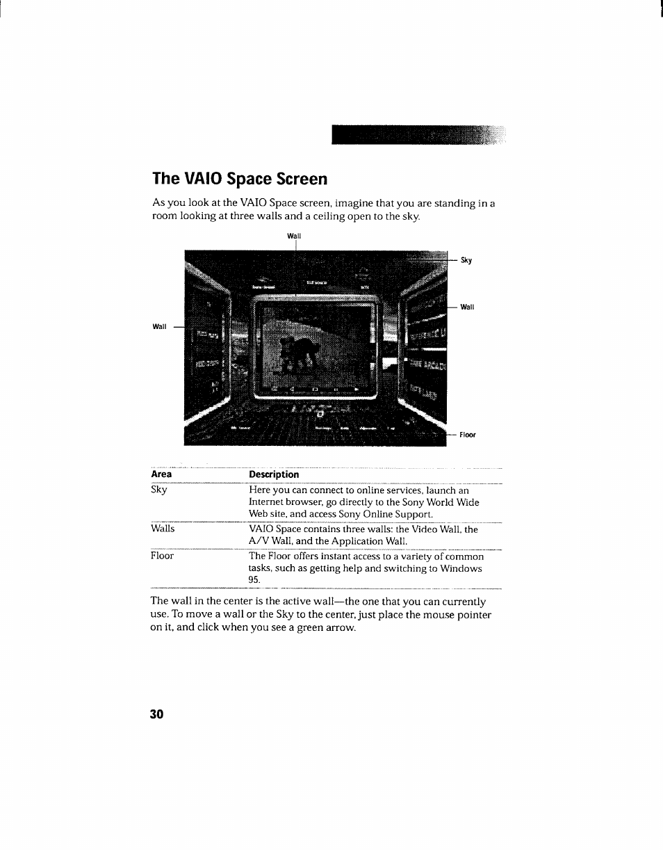 The vaio space screen | Sony PCV-130 User Manual | Page 34 / 203