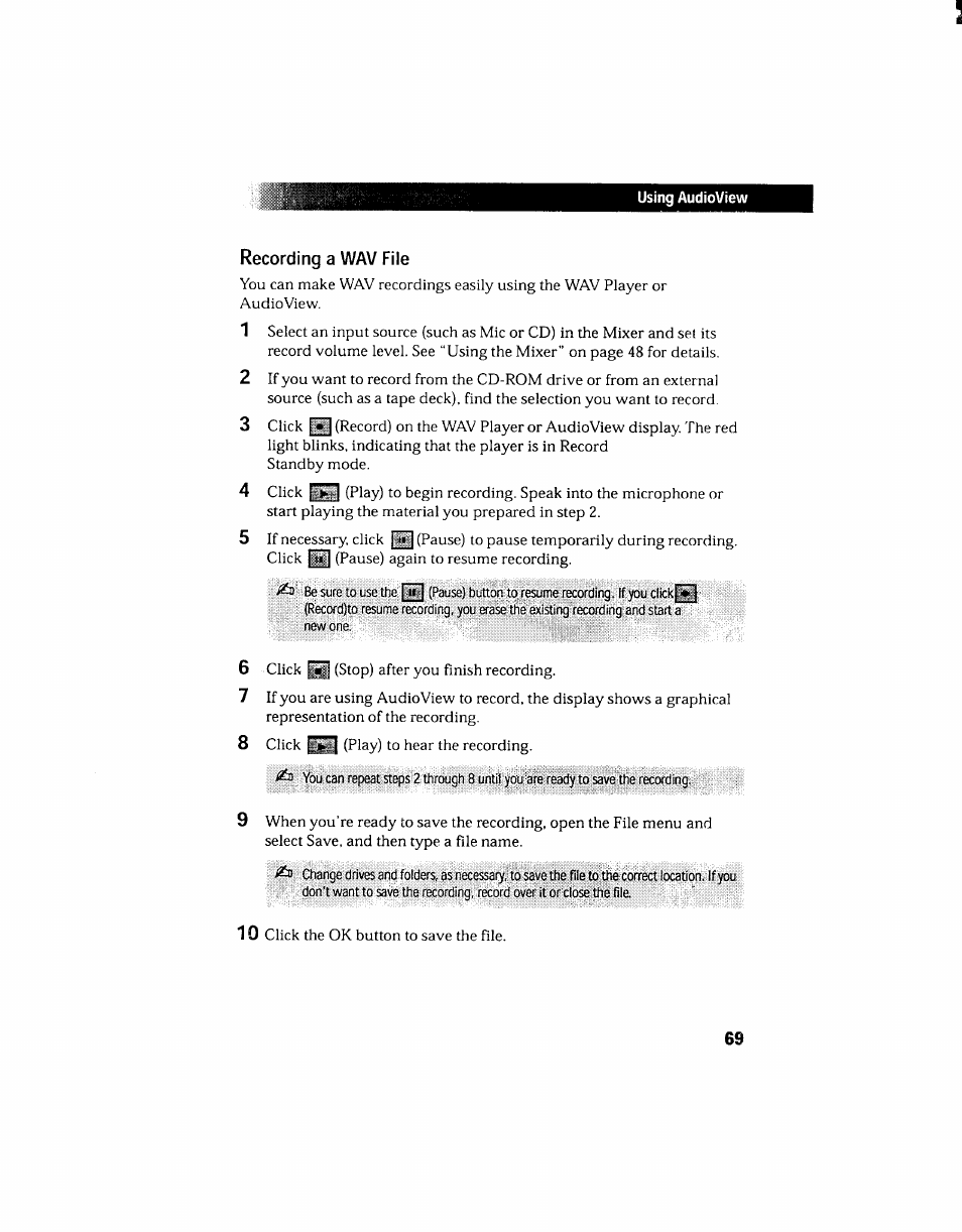 Recording a wav file | Sony PCV-130 User Manual | Page 73 / 203