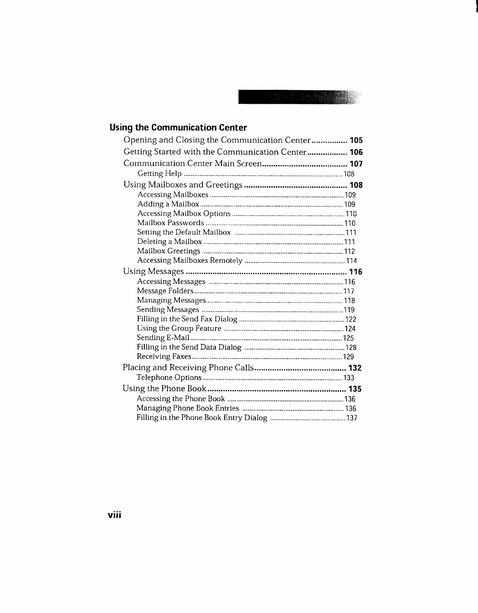 Using the communication center | Sony PCV-130 User Manual | Page 8 / 203