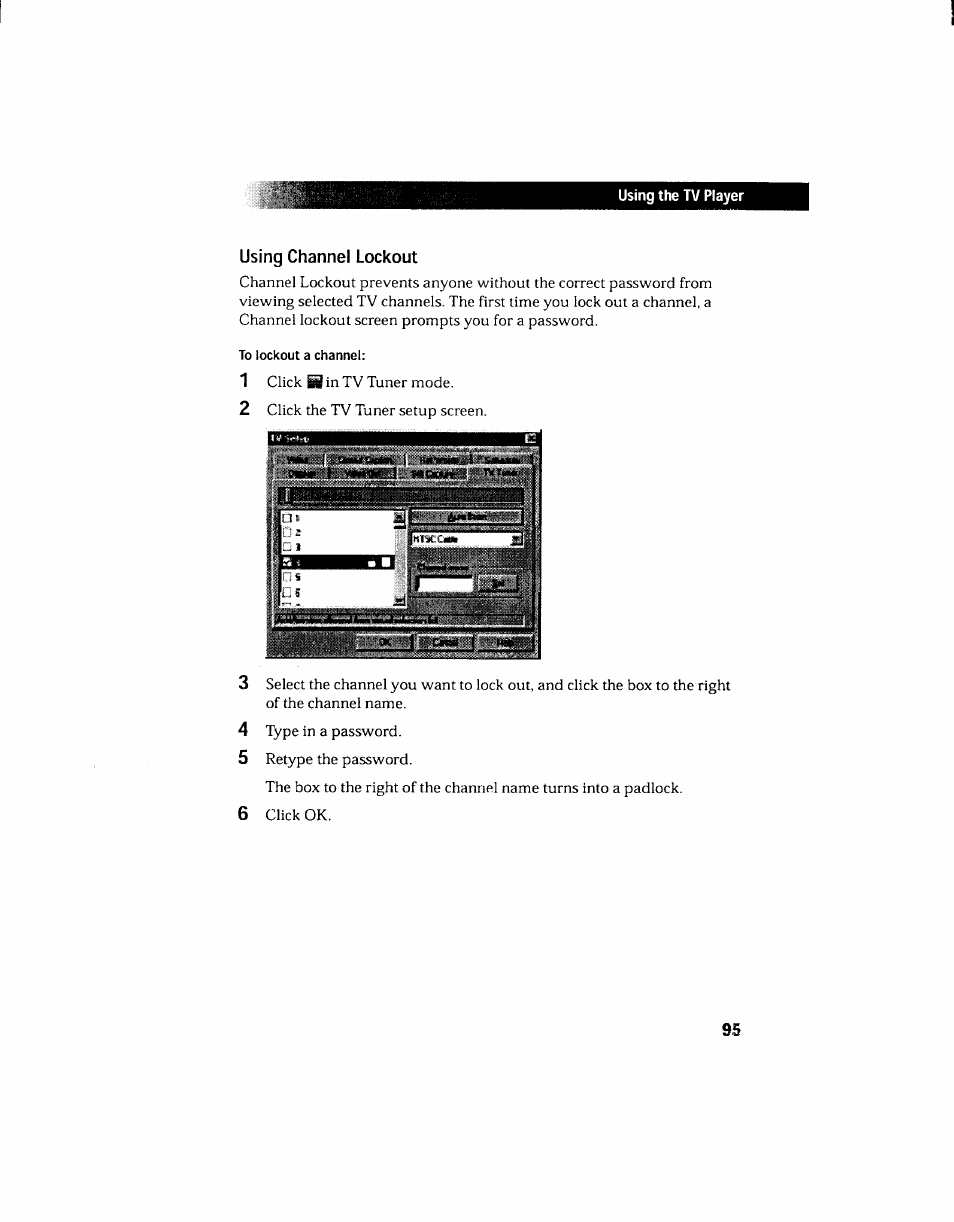 Using channel lockout | Sony PCV-130 User Manual | Page 99 / 203