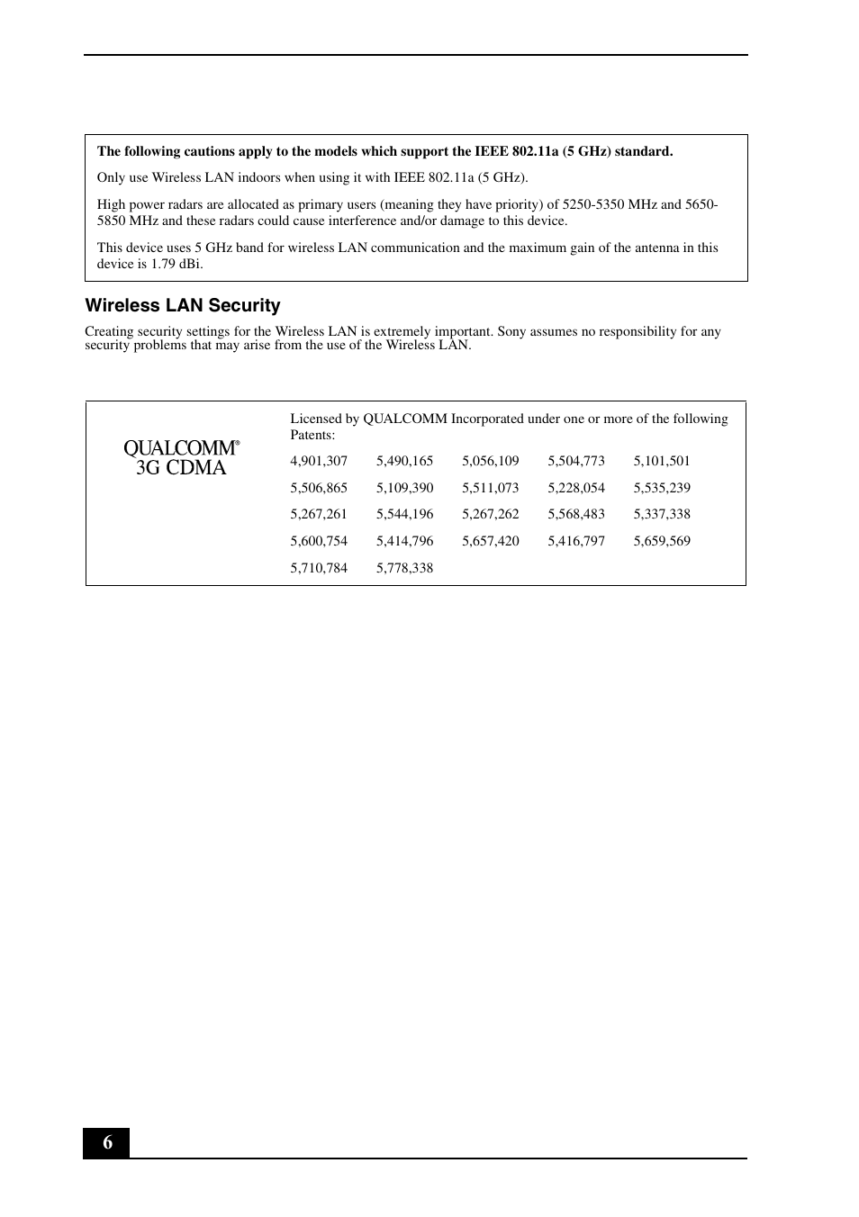 Wireless lan security | Sony VGN-TXN25N User Manual | Page 6 / 24