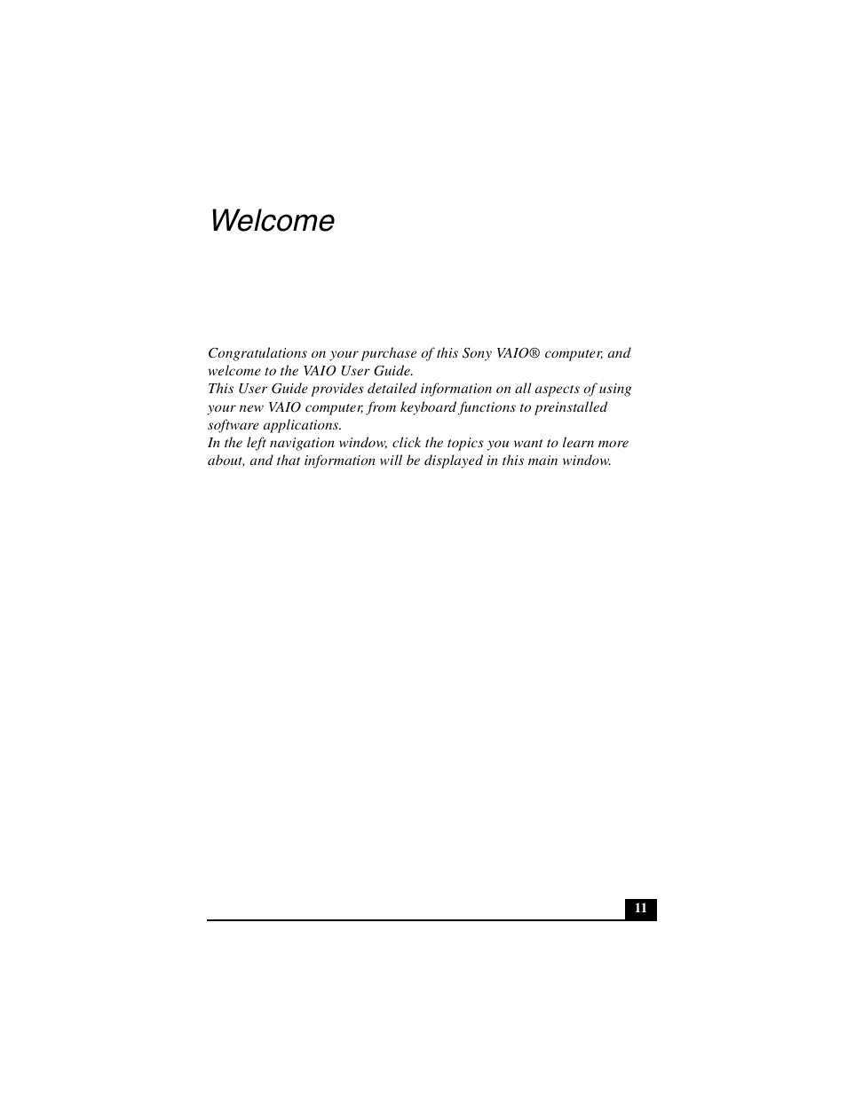 Welcome | Sony PCG-GRX500K User Manual | Page 11 / 233