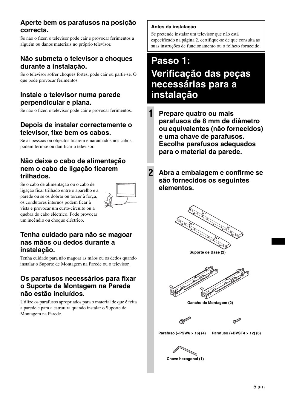 Aperte bem os parafusos na posição correcta | Sony KDL-40W3000 User Manual | Page 79 / 204