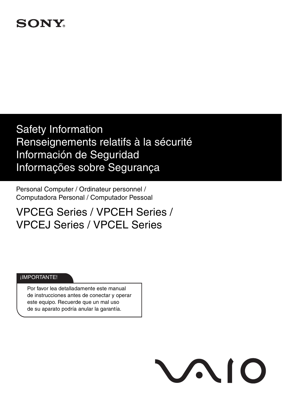 Sony VPCEH190X User Manual | 32 pages