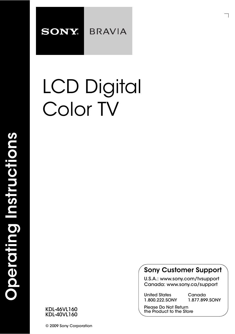 Sony KDL-40VL160 User Manual | 64 pages