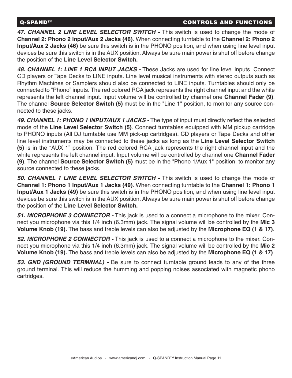 American Audio Q-SPAND User Manual | Page 11 / 17