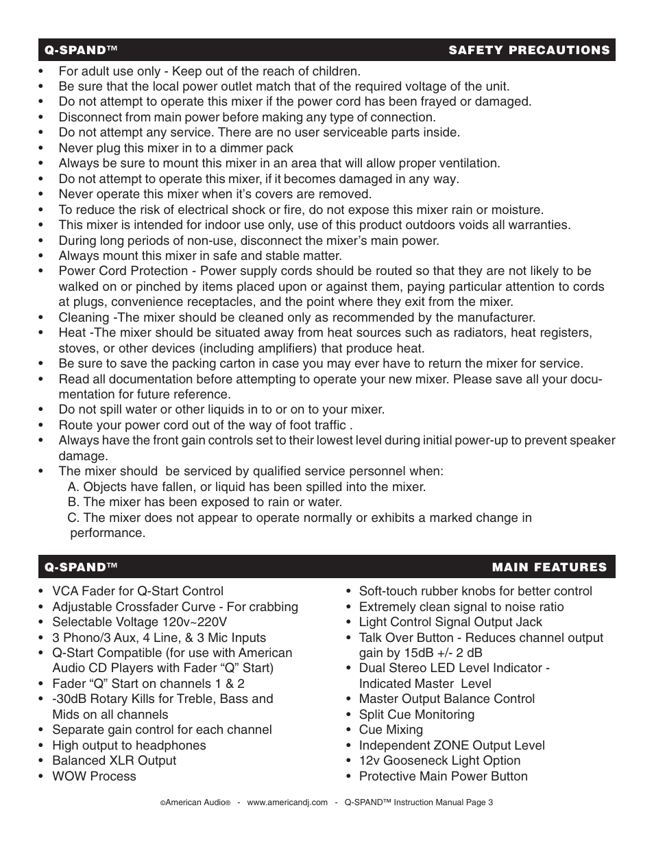 American Audio Q-SPAND User Manual | Page 3 / 17