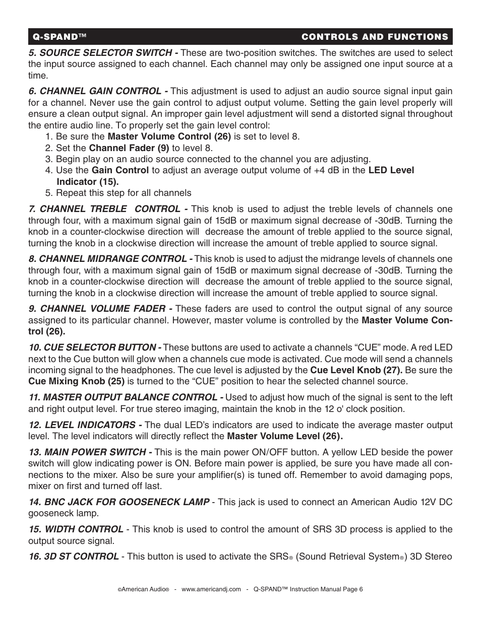 American Audio Q-SPAND User Manual | Page 6 / 17