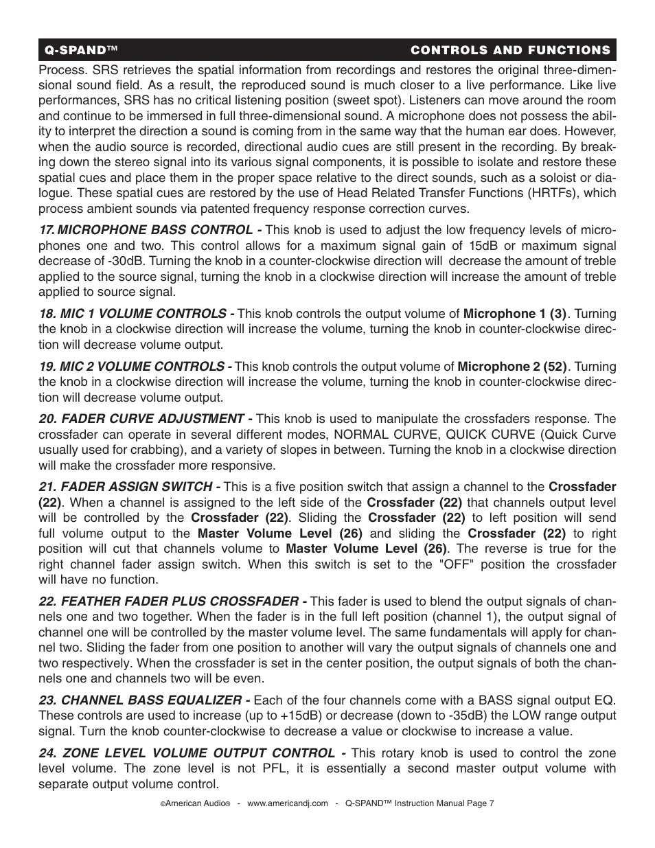 American Audio Q-SPAND User Manual | Page 7 / 17