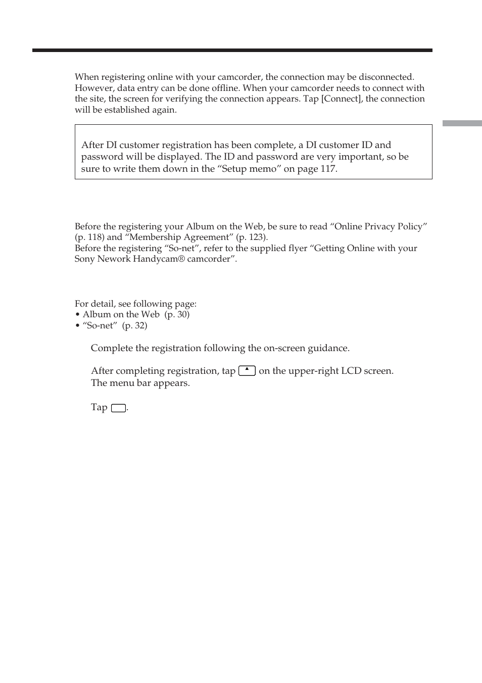 Customer registration | Sony DCR-IP220 User Manual | Page 29 / 132