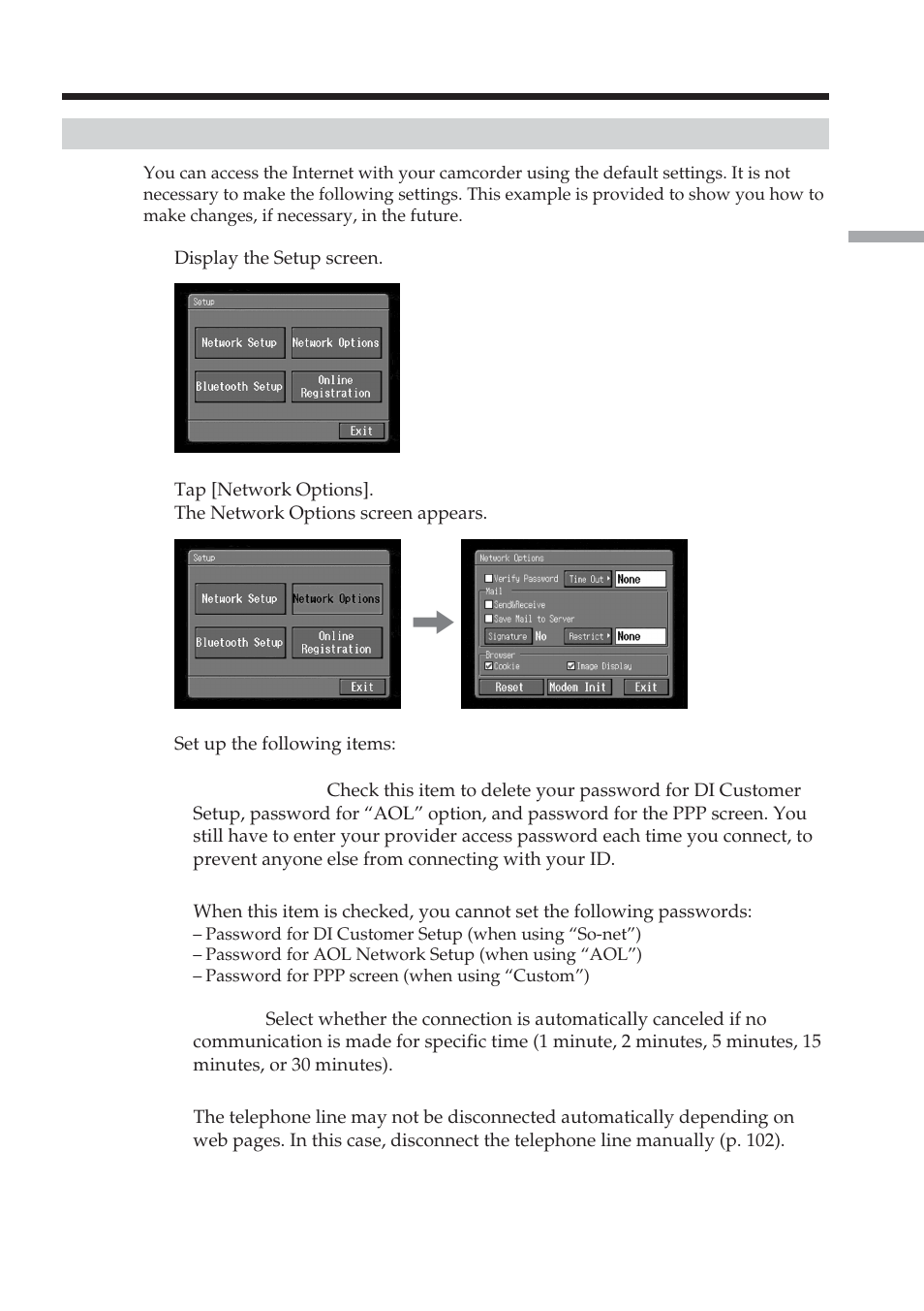 Setting other preferences | Sony DCR-IP220 User Manual | Page 49 / 132