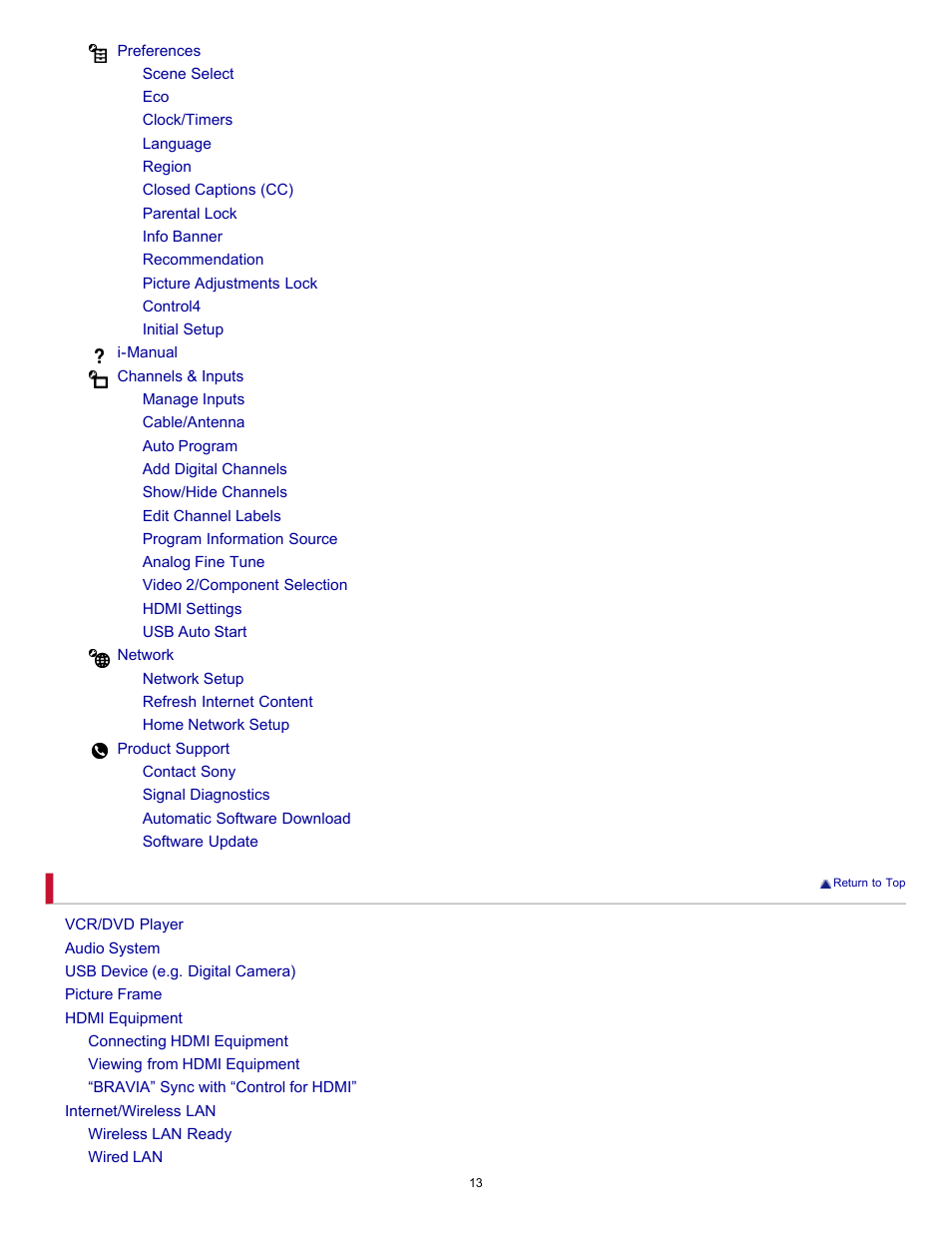 Sony KDL-32EX729 User Manual | Page 13 / 173